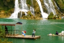 Rafting bamboo in Ban Gioc Waterfall, Cao Bang