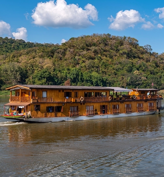 Mekong Pearl Cruise Boat In Mekong River 