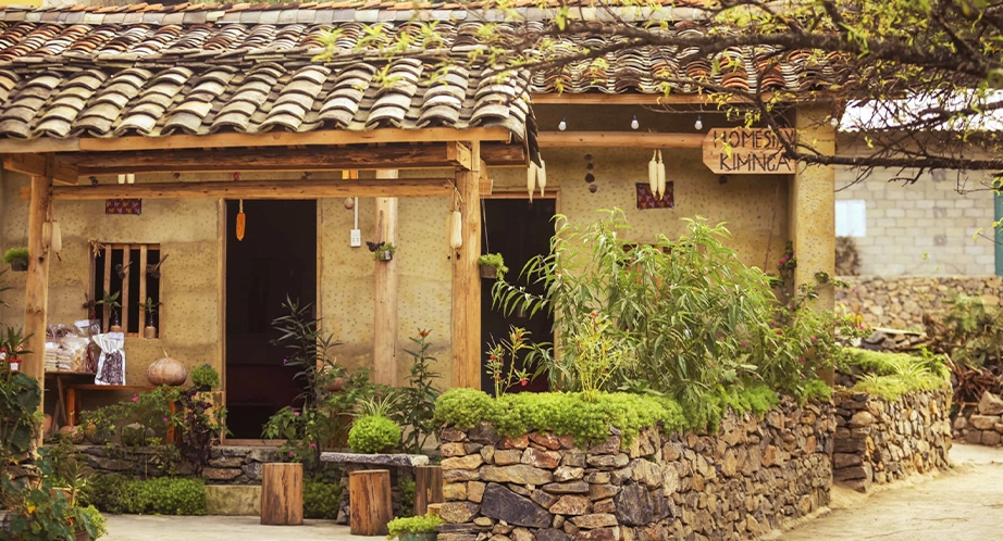 House with mud walls in Ha Giang