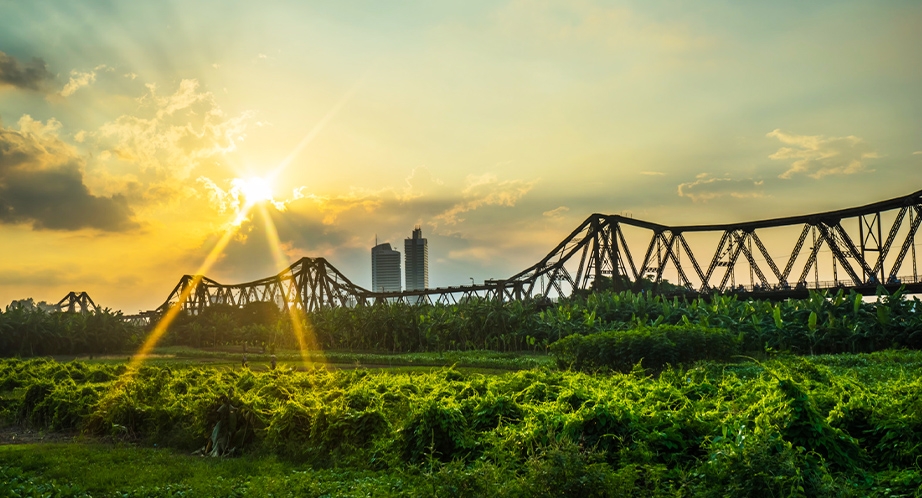 Long Bien Bridge built in 1902 in Hanoi