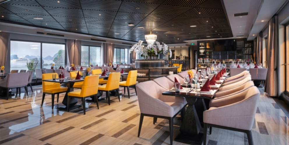 Elegant dining room on boat 