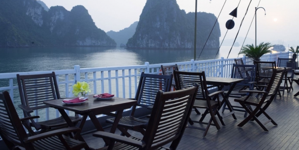 Admire Bai Tu Long Bay from sundeck 