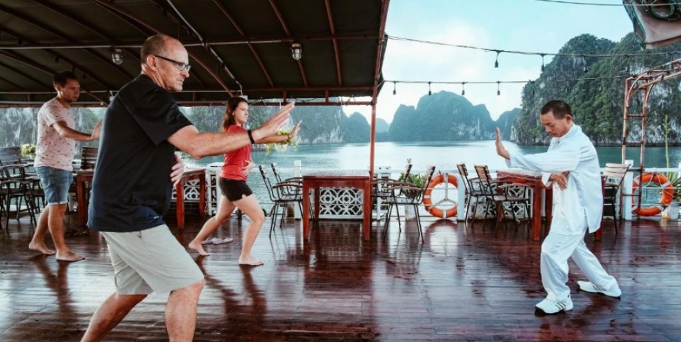 Morning Taichi on boat 