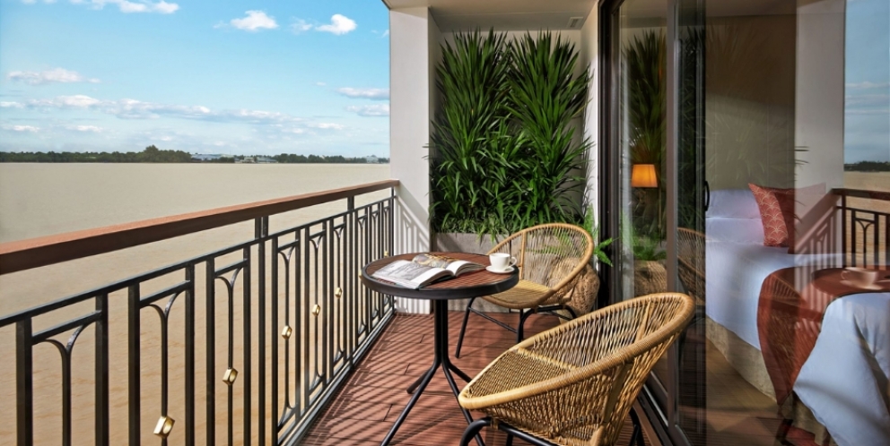 Picturesque Mekong River from balcony 