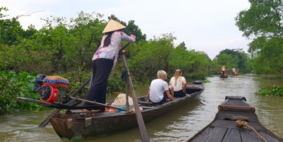 Tranquil rowing boat trip 