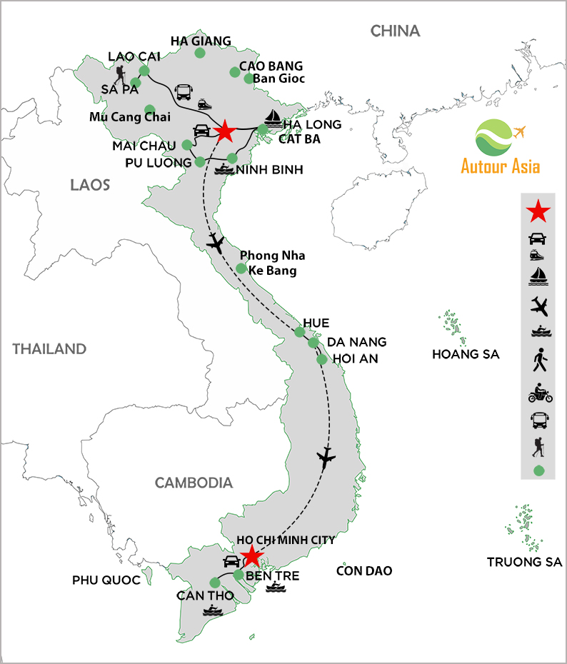 Vietnam travel map for tourist