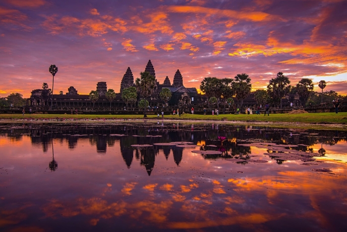 The peaceful sunset at Angkor Wat temple