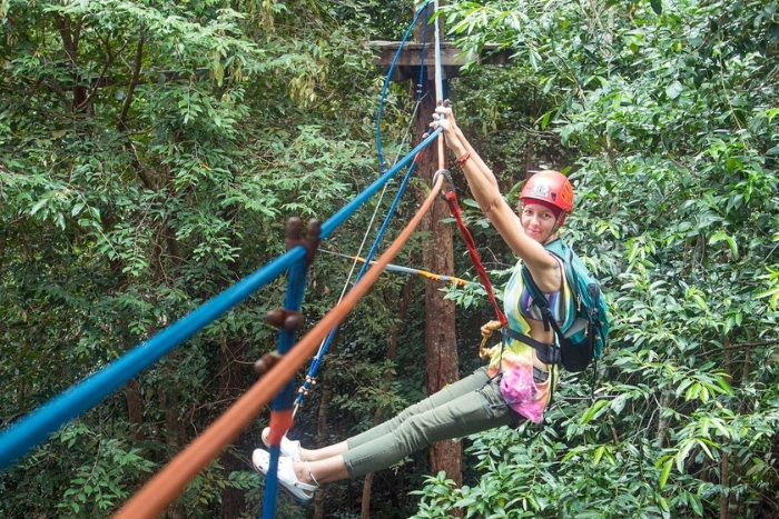 Play ziplining through the forest