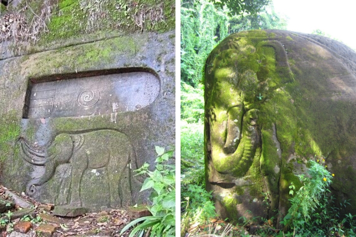 Buddha footprint and Elephant Rock at Vat Phou Temple