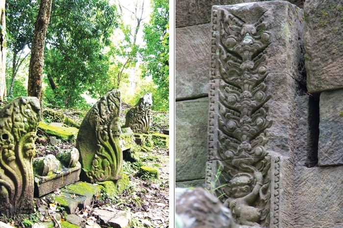 Ancient lines on thousand-year-old rocks at Wat Tomo Temple (Composite Image)