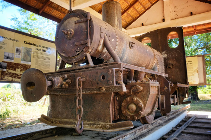 The Old French Railroad Locomotive in Si Phan Don