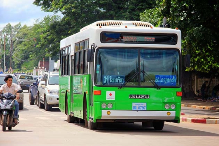 Taking the bus/minibus is one of the best choices to get around Champasak