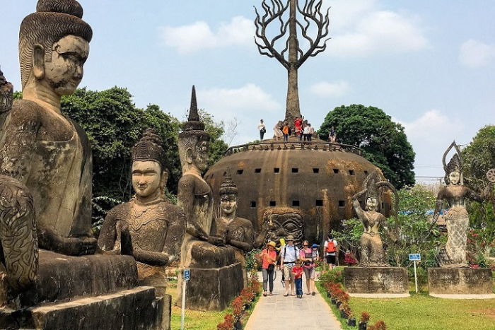 Visiting Buddha Park - an unforgettable experience on Laos Cambodia trip 12 days