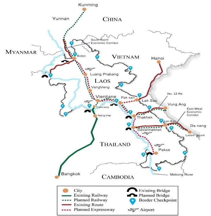 Laos airport map