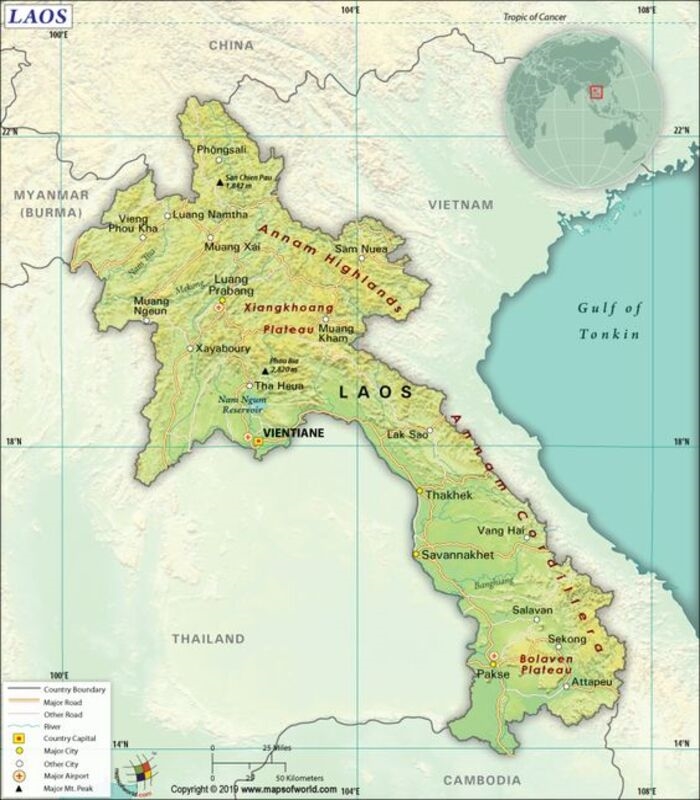 Laos geography map 