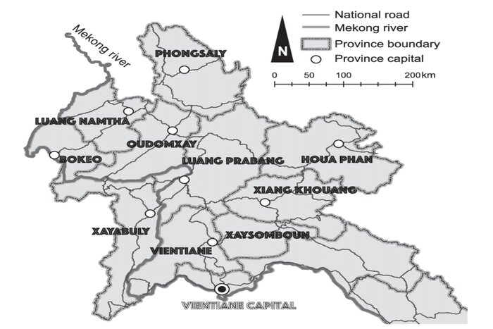 Northern Laos map 