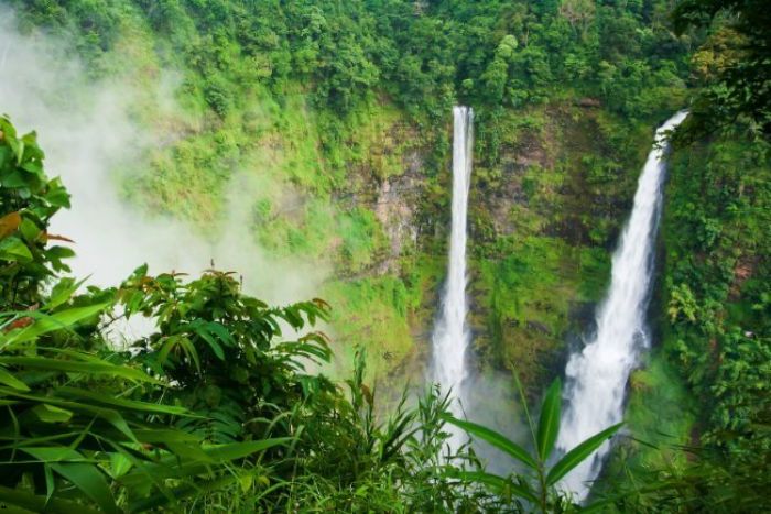 June in Laos is when everything is at its greenest (photo: Tad Fane Waterfalls in Paske)