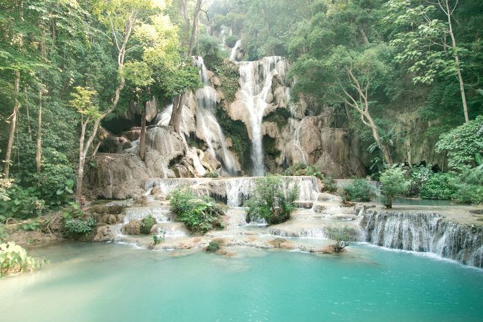 Temperatures in Laos in October are pleasantly cool (photo: Kuang Si Waterfalls)