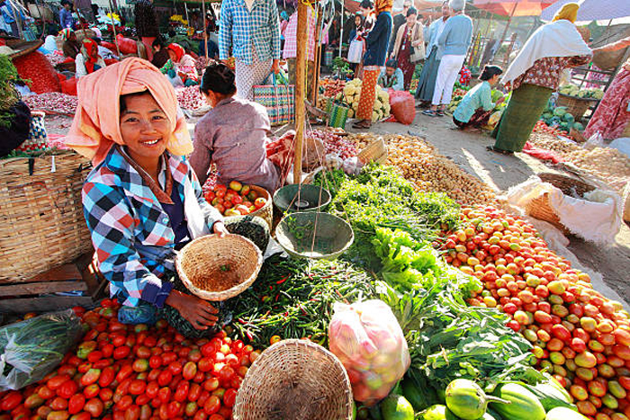 Nyaung Oo Market in Myanmar