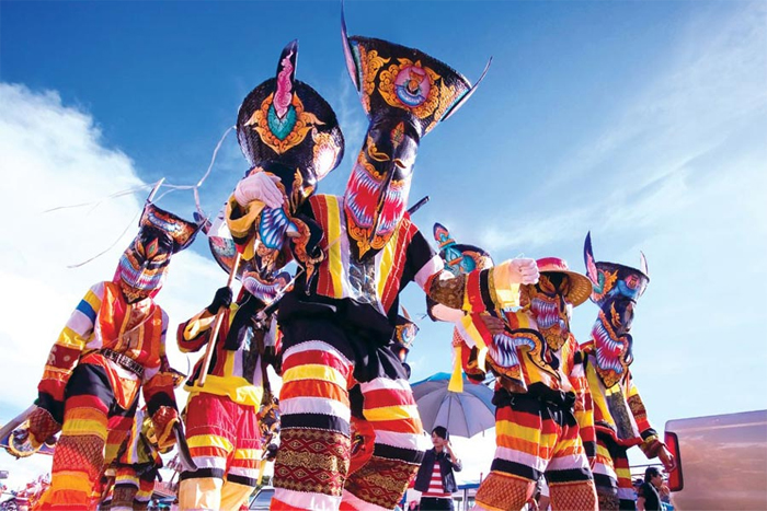 Phi Ta Khon (Ghost festival) in Thailand in June