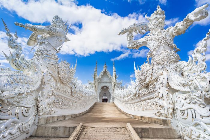 Wat Rong Khun is a must-see in Chiang Rai during your 4 weeks in Thailand