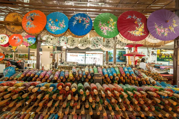 What to buy in Chiang Mai? Handcrafted Thai umbrellas - one of the best Chiang Mai souvenirs