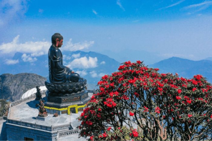 Sacred Pagoda at the top of Mount Fansipan