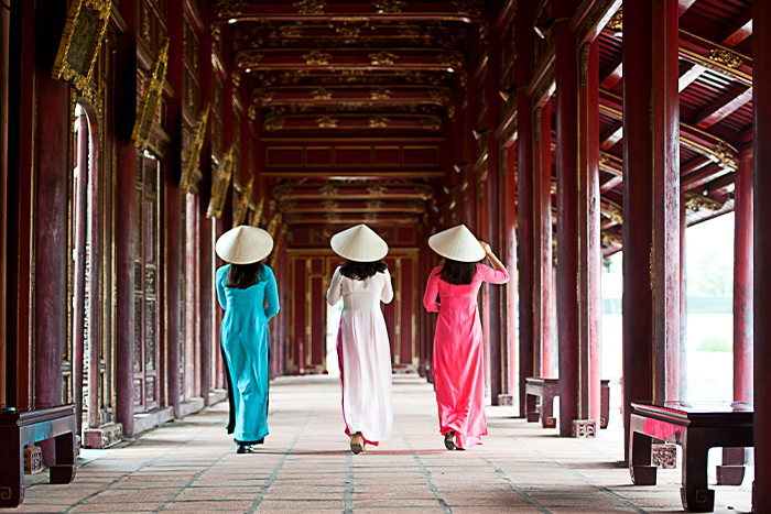 Vietnamese Ao Dai in Hue imperial city