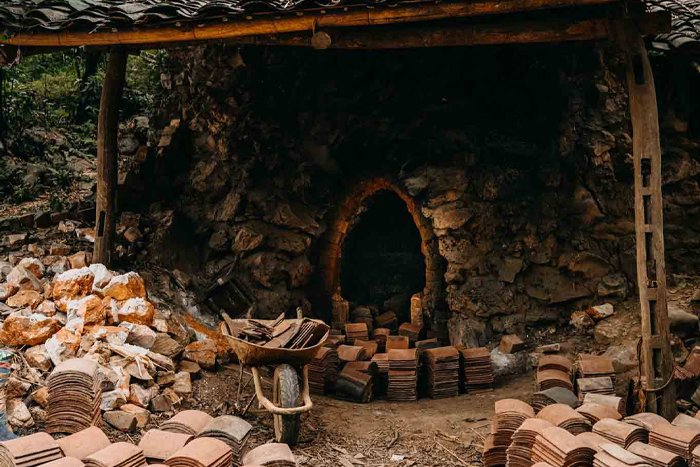 Firing the tiles in kilns