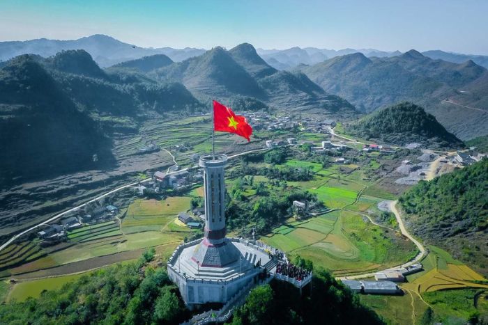 Lung Cu Flag Tower on top of Lung Cu mountain