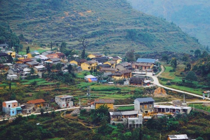 The small village of Lo Lo Chai is located next to the great mountains of Ha Giang