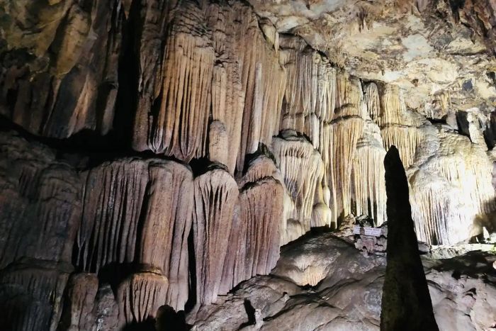 Different forms of stalactites can be found in the cave