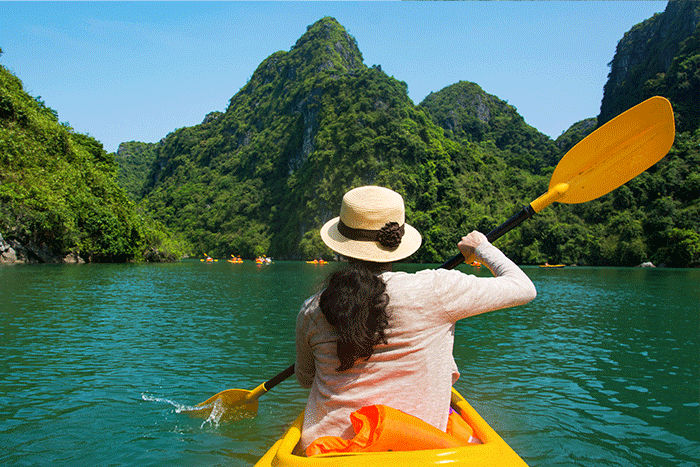 Kayaking on the the gulf of Bai Tu Long.