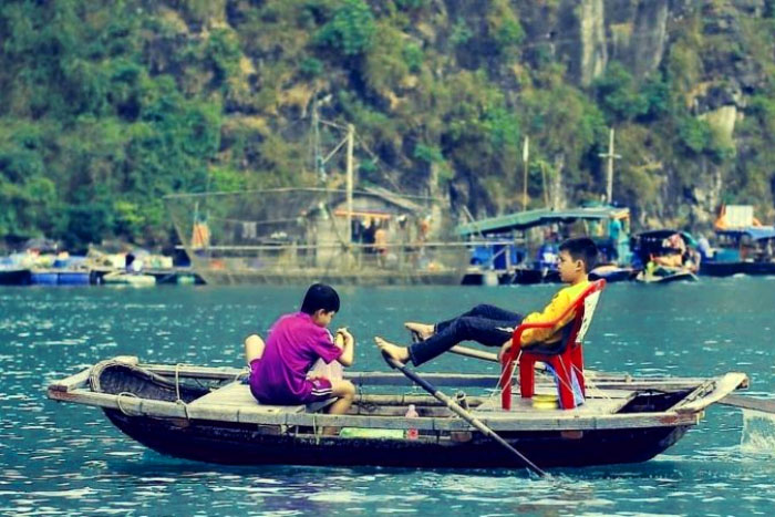 Bamboo boat being the most practical mode of transportation of the locals.