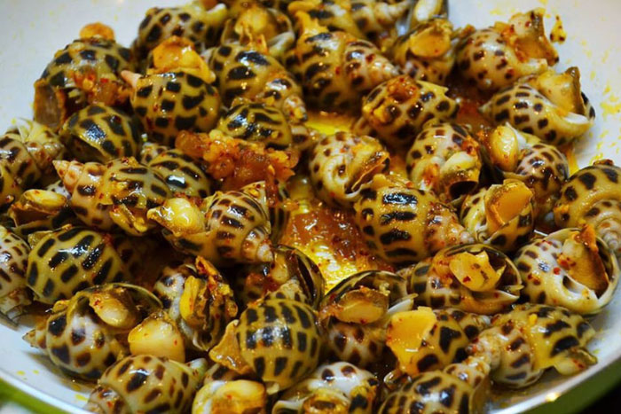 Snails and turmeric sauce, perfect with beer