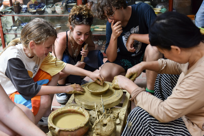 Tourists in Thanh Ha Pottery Village 