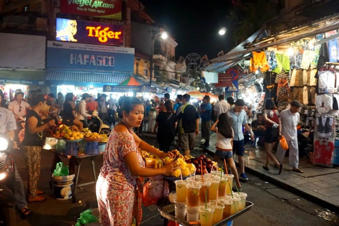 Streetfood stalls at night maket