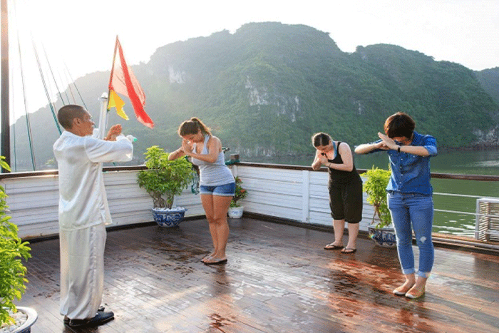 Take a morning Taichi class on boat