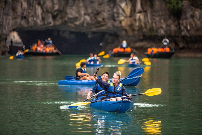 Kayak adventure on cruise travel vacation