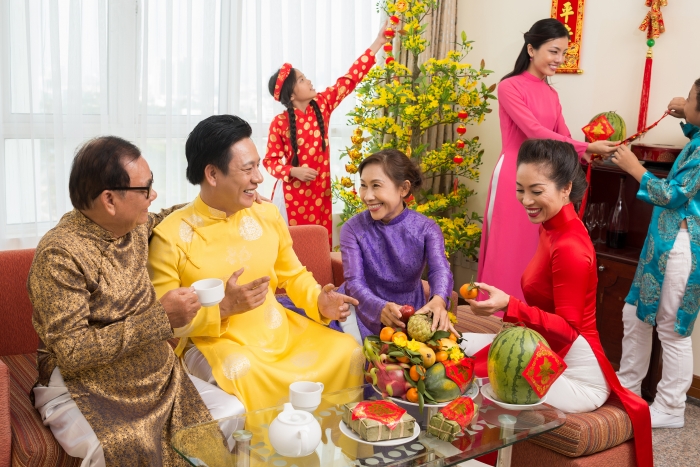 Clean and decorate the house on Tet Vietnamese holiday 