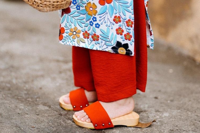 Rustic wooden clogs