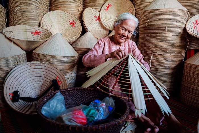 The conical hat village of Hue Vietnam