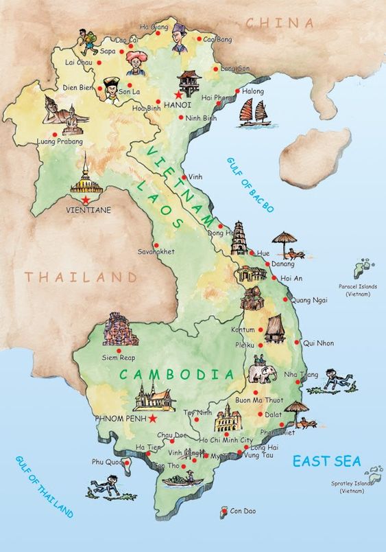 Vietnam travel map 